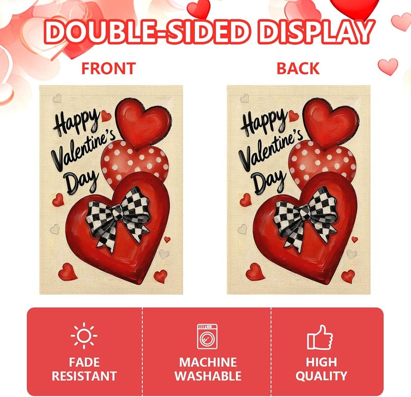Agroon Valentines Day Garden Flag 12x18 Inch Love Heart Double Sided Flag for Anniversary Wedding Yard Outdoor Decoration - Image 5